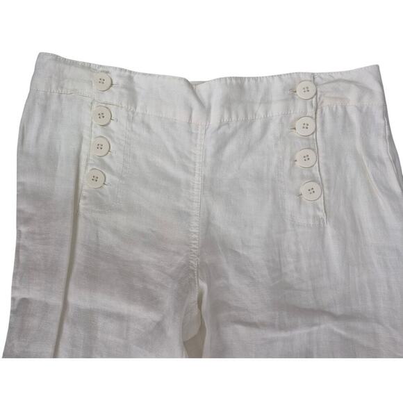 Max Studio 100% White Linen Wide Leg Button Front Pants Sz 2 Beach Cruise NWT - Picture 3 of 5